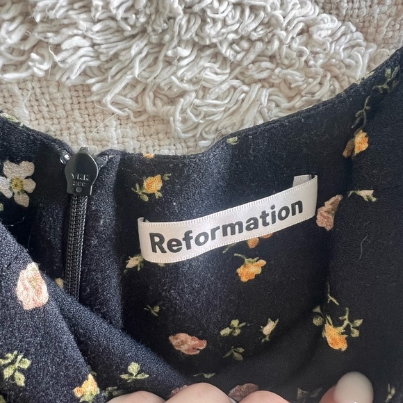 Reformation Black Dress with Floral Accents - Picture 2 of 3